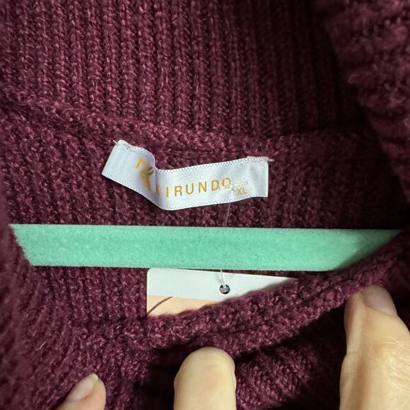 Kirnudo XL new poncho style burgundy/ plum sweater. - Picture 3 of 6